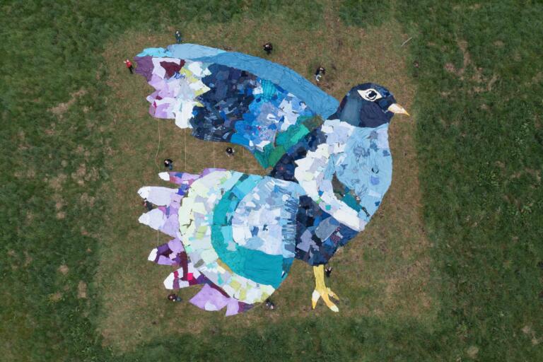 large-scale artwork of a bird